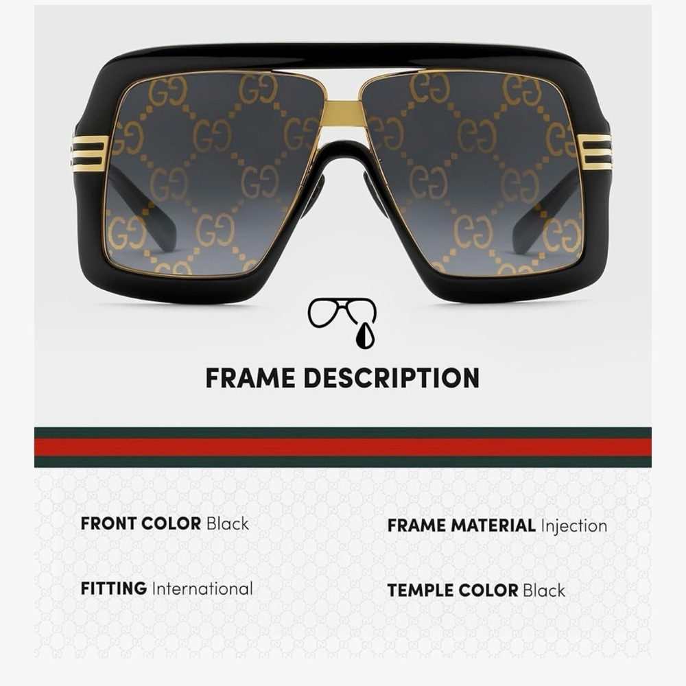Gucci Black and Gold Women's Sunglasses - Picture 1 of 3